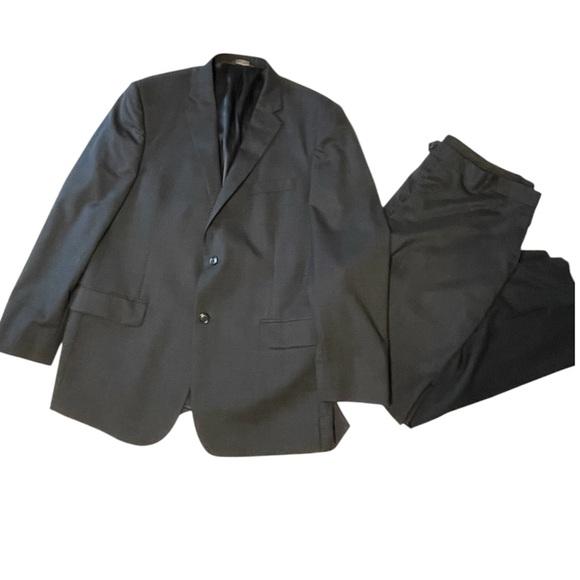 Jos. A. Bank Traveler Mens wool Suit Black 2 Button Blazer Trousers Set 44R /39R